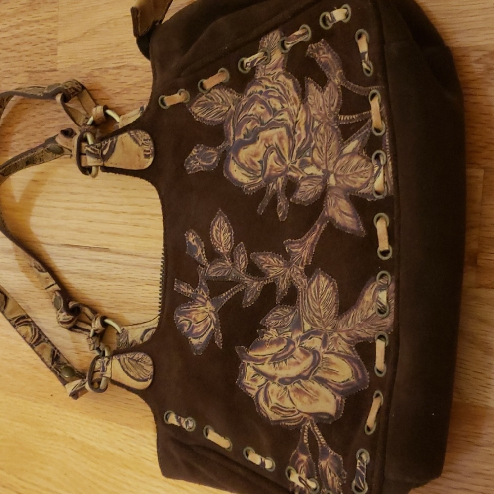 Suede and leather handbag